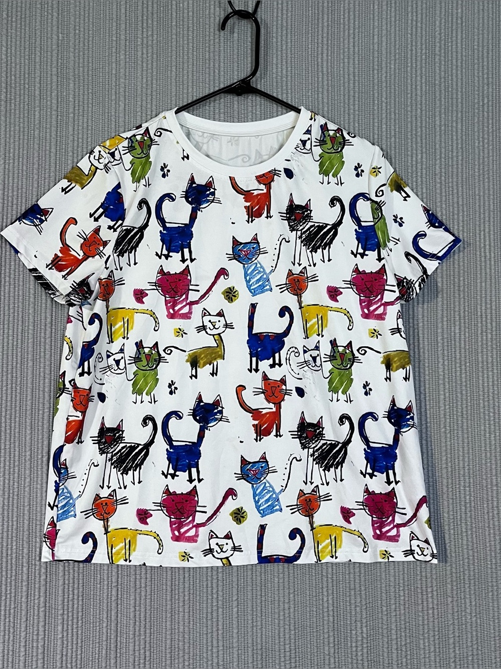 SHEIN Cat Doodle Print Tee Shirt Womens Large